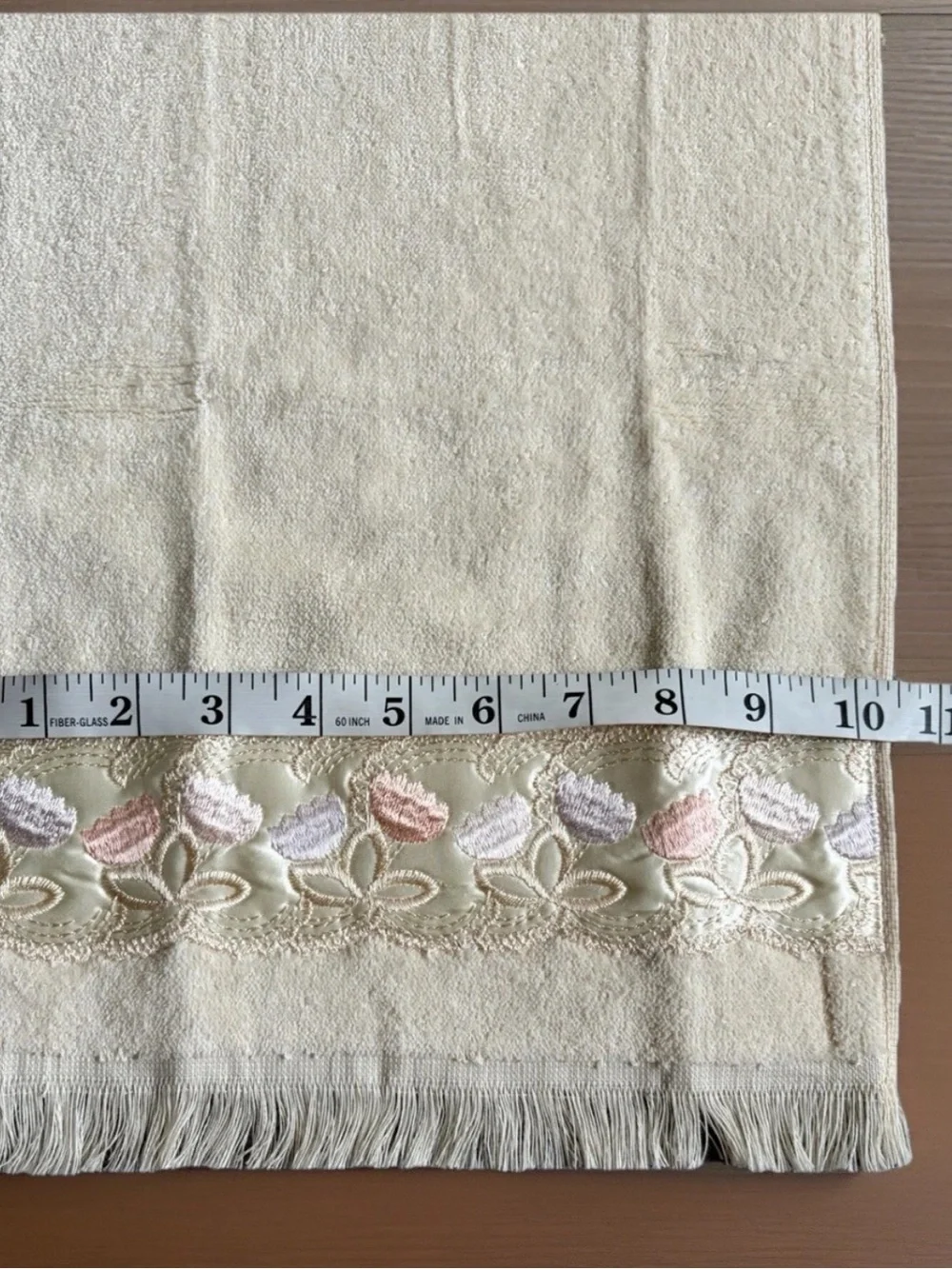 Vintage TROUSSEAU Towel Set 10pc Ivory Cotton Satin Flower Trim 1985 NEVER USED!